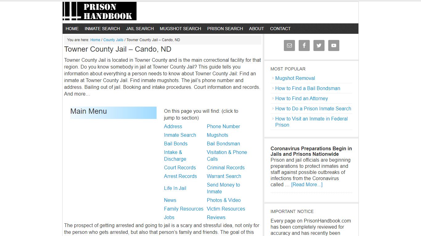 Towner County Jail – Cando, ND - Prison Handbook